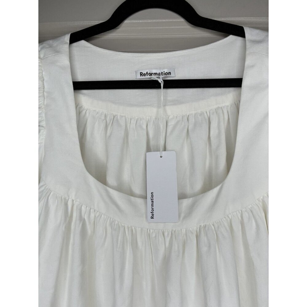 Reformation NWT Nissa Dress White Size 12 Short Sleeve Mini Babydoll Bridal - Picture 3 of 9
